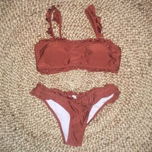 Pretty Rustic brown bikini set! Both top/bottom M!